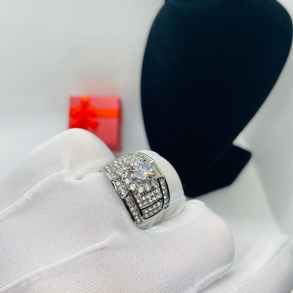 Sterling Big Zircon Dimond Stone Ring for Women - Picture 11 of 11